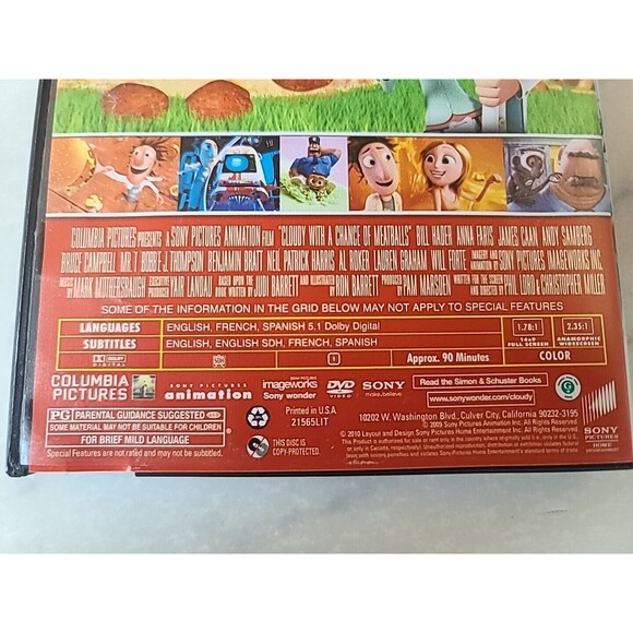 “Cloudy With A Chance Of Meatballs” DVD with Bill Hader, Anna Faris, James Caan - Picture 9 of 10